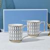 WEDGWOOD Gold Powder Chinese Bone Porcelain Mug Couple Pair Cup Gift Box