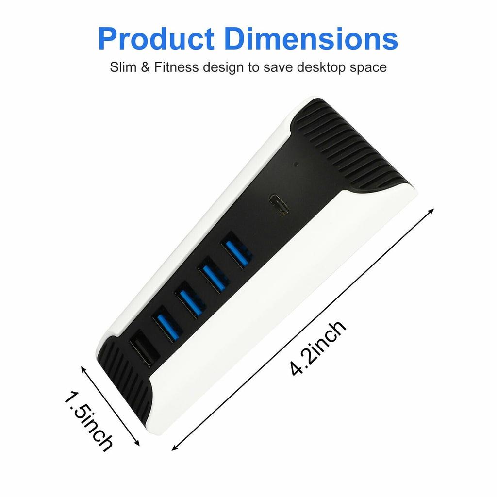 USB C Hub, USB Hub 5 в 1, высокоскоростной адаптер расширения с портами USB3.0 Type C для консоли PS5, поддержка 4 портов вывода данных USB
