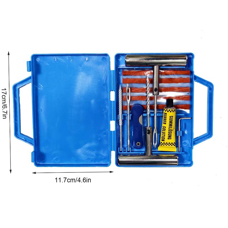 Car Tire Repair Kit With Box Tire Puncture Emergency Repair Tools Car Motorcycle Bicycle Tyre Repairing Tool Set Easy To Use