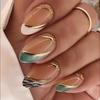 24 Pieces Almond Nail Fake Nail Wear Manicure French Wear Nail Piece Manicure Nails