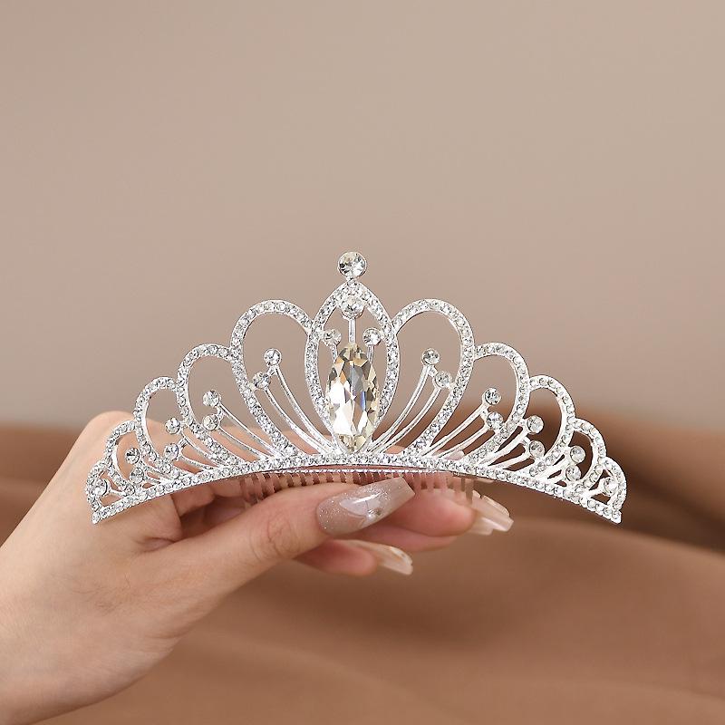 Заколка для волос с rhinestone в виде креста и короны для женщин и девочек - Головной убор для дня рождения Маленькой принцессы