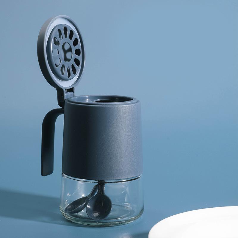 Double Sealed Spice Jar Kitchen Moisture Proof Seasoning Spice Glass Salt Jar with Kitchen Spoon Bottle Accessories