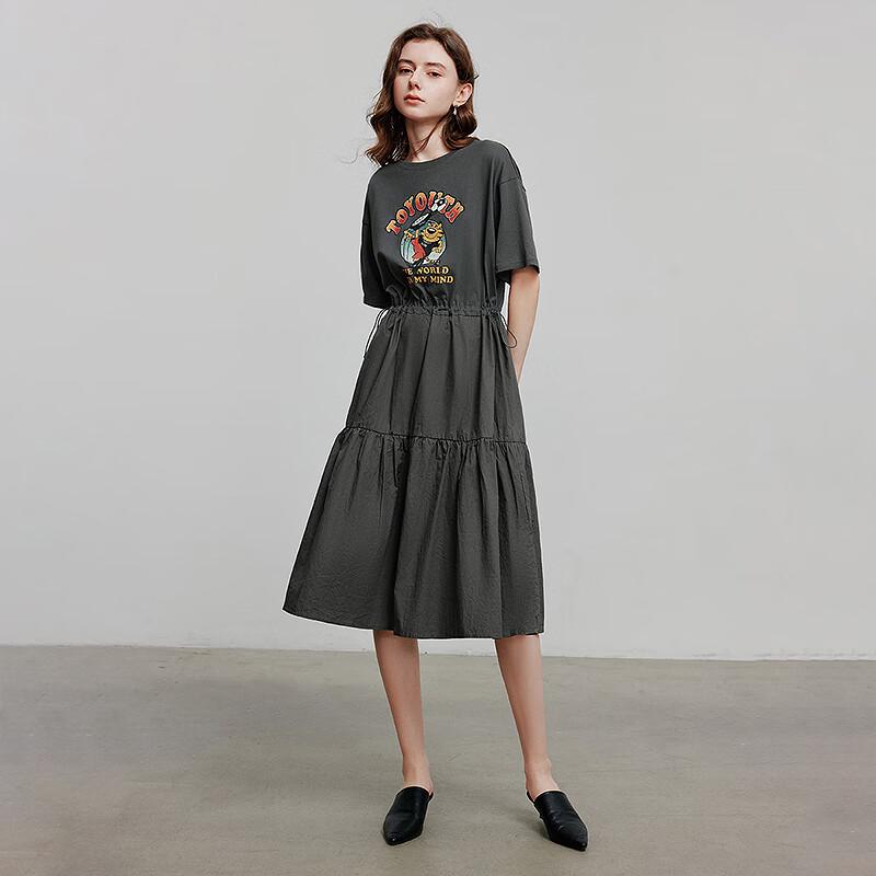 Chuyu Women's 2025 Summer Loose Spliced T-shirt Dress