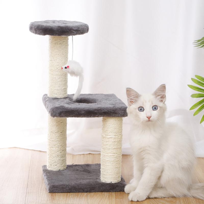 Cat Tree Cat Tower Three-column Three-layer Square Cat Climbing Platform Jumping Toy For Kitten