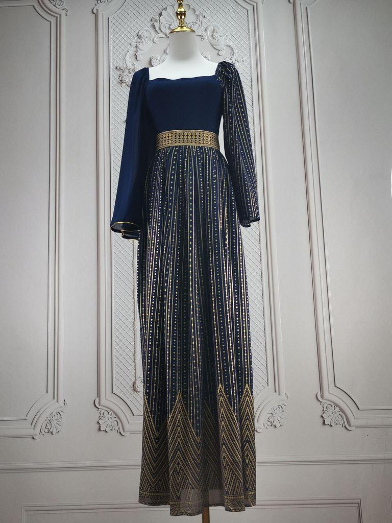 4067 Дубайская мода: Арабская роба нового стиля с европейским и американским тиснением фольгой и цветочным дизайном