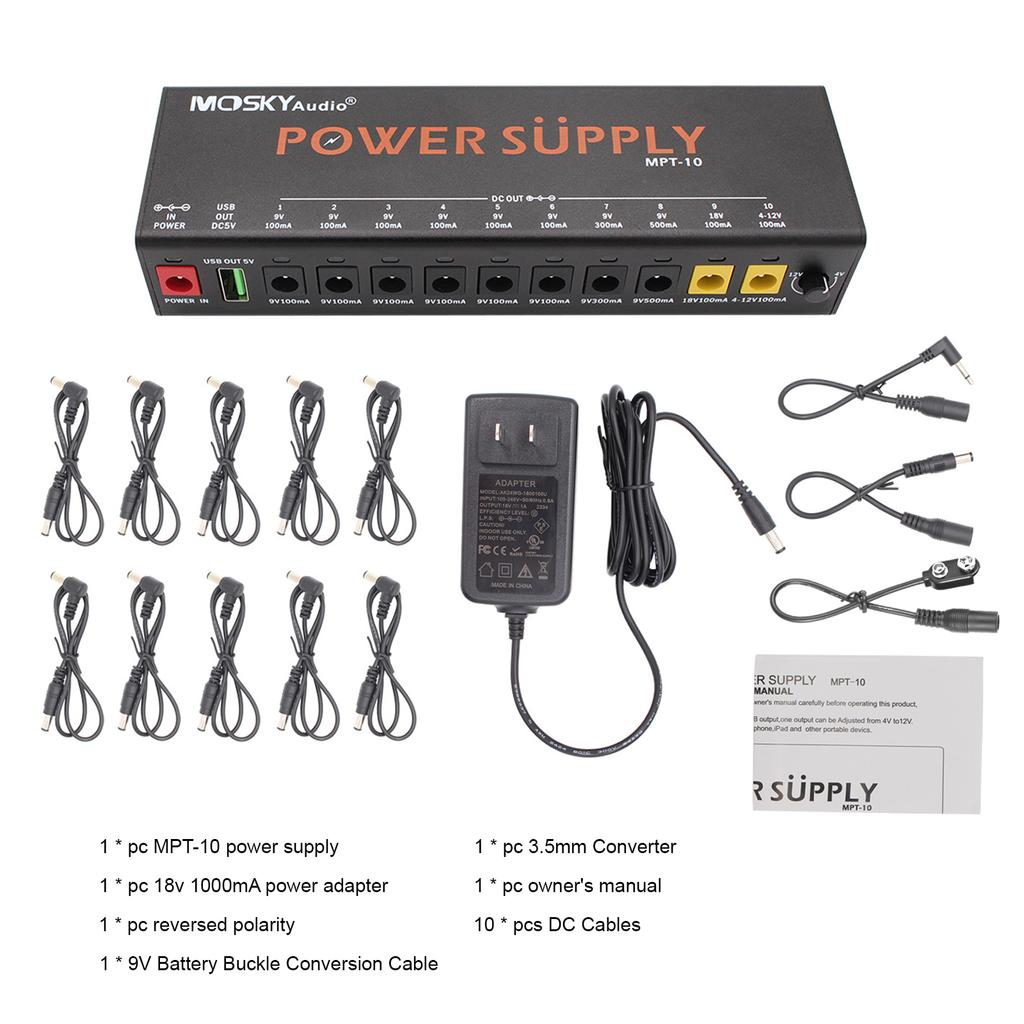 11-канальный источник питания гитарной педали с независимой защитой от короткого замыкания.