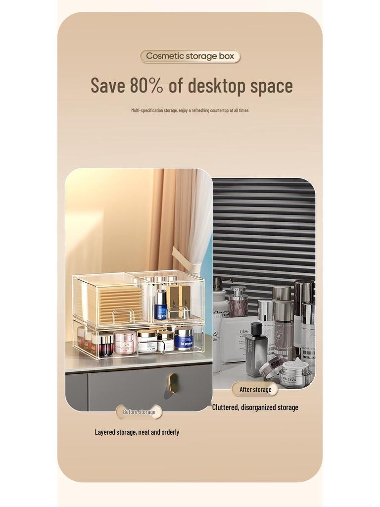 Прозрачный штабелируемый бокс для хранения косметики для помады, маски и средств по уходу за кожей