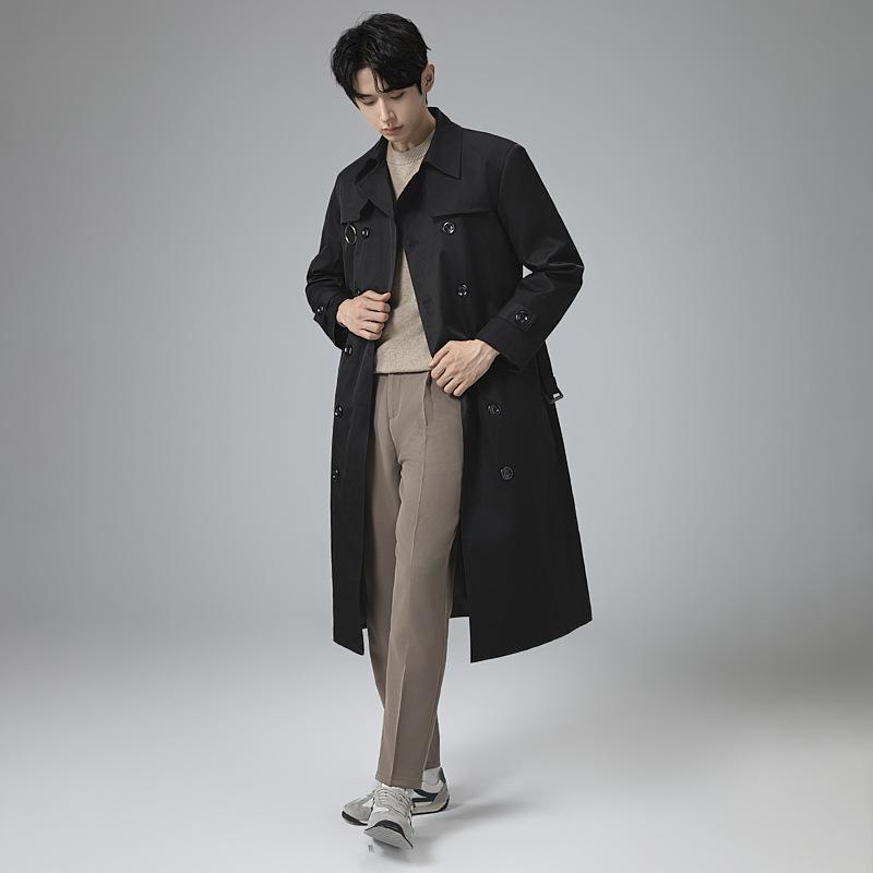 Мужской плащ, повседневный, удлиненный, двубортный, мужской плащ, ветровка, ветрозащитное пальто M-6XL