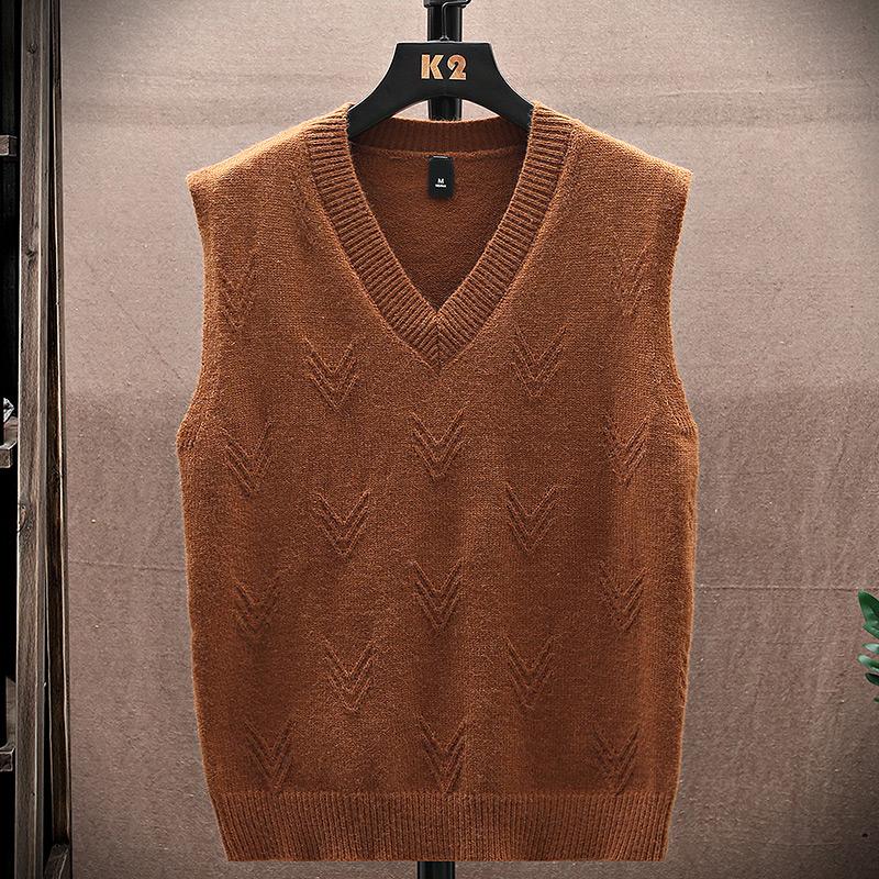 Свитер Майка Мужская жилетка Рубашка с подкладкой Свитер без рукавов Майка Свободный пуловер Вязаный 15 цветов Несколько форм цветов