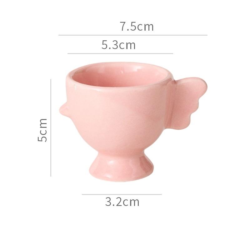 Egg Cup Heightened Base Solid Color Non-Slip Handle Good Grip Makeup Sponge Holder Mini Breakfast Ceramic Egg Holder Dining Room