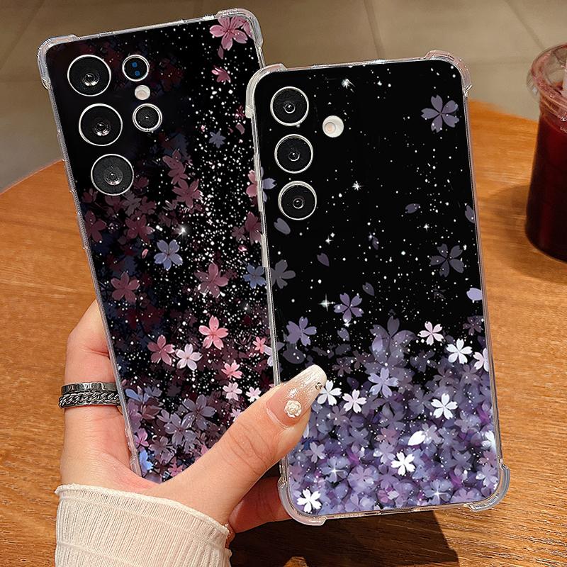 Прозрачный чехол с узором «Цветущая вишня» для Samsung Galaxy A57 A37 A17 A56 A16 A55 A36 A26 A15 A35 A54 A53 Ударопрочный мягкий чехол для телефона