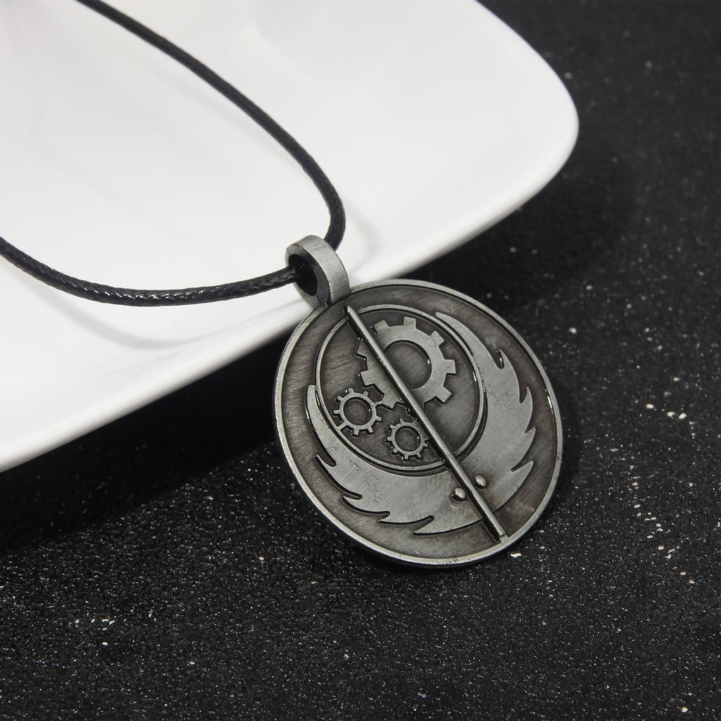 Fallout Братство Стали Круглый Кулон На Шнурке Ожерелье Унисекс Украшение