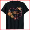 Retro NICU Nurse Stethoscope Heart Pumpkin Fall Thanksgiving Black T-Shirt S-5XL