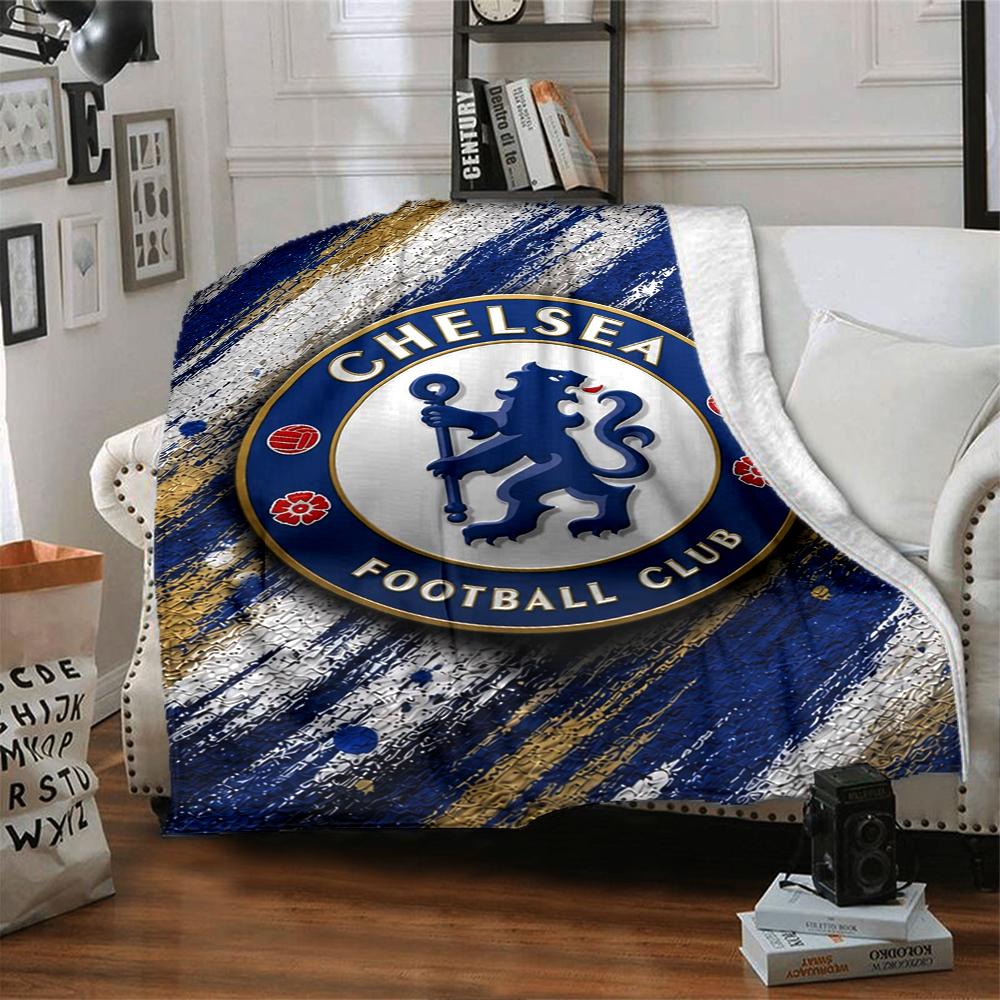 Chelsea Football Club Theme Printed Blanket - Perfect for Couch, Bed, Travel & Outdoor Use | Machine Washable, Cozy & Durable.