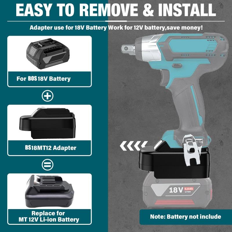 Адаптер аккумулятора BS18MT12 для инструментов Makita 12 В для аккумуляторов Bosch серии GBA 18 В для электроинструментов Makita 12 В с литиевыми аккумуляторами