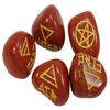 Five Element Symbol Engraved Red Jasper Tumbled Stones Reiki Healing Crystal Spiritual