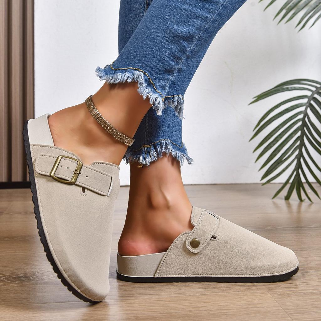 Женские шлепанцы с закрытым носком, летние, новые, на пробковой платформе, для женщин, повседневные шлепанцы, уличные плоские сандалии-слайды для женщин