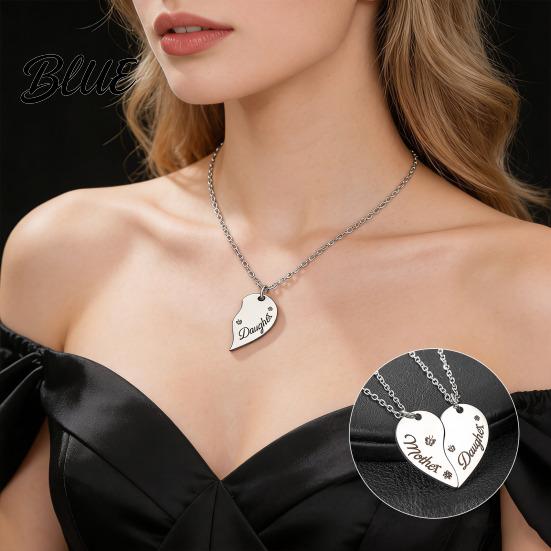 Matching Family Necklaces 1 Pair Necklace Bonds Heart-Shaped Pendant Sentimental