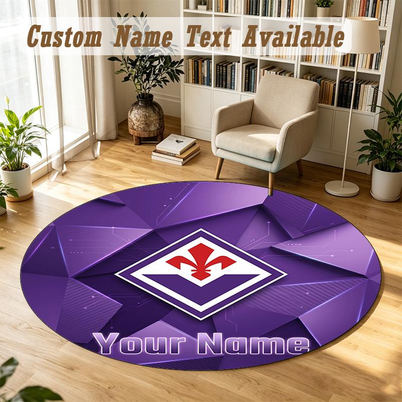 Round Rug Custom NameFiorentina FC Pattern Non Slip Carpet Home Floor Decor