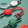 Быстрое зарядное устройство с высоким током 3 в 1, USB-кабель с телескопической конструкцией, 3A, зарядный шнур для Apple 3-в-1, Android, регулируемая длина 30 см - 120 см, для нескольких устройств