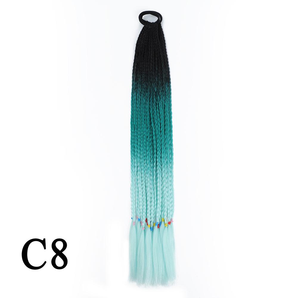 Плетеный хвост с резинкой, черный плетеный хвост ручной работы из термостойкого волокна, шиньоны с конским хвостом для девочек