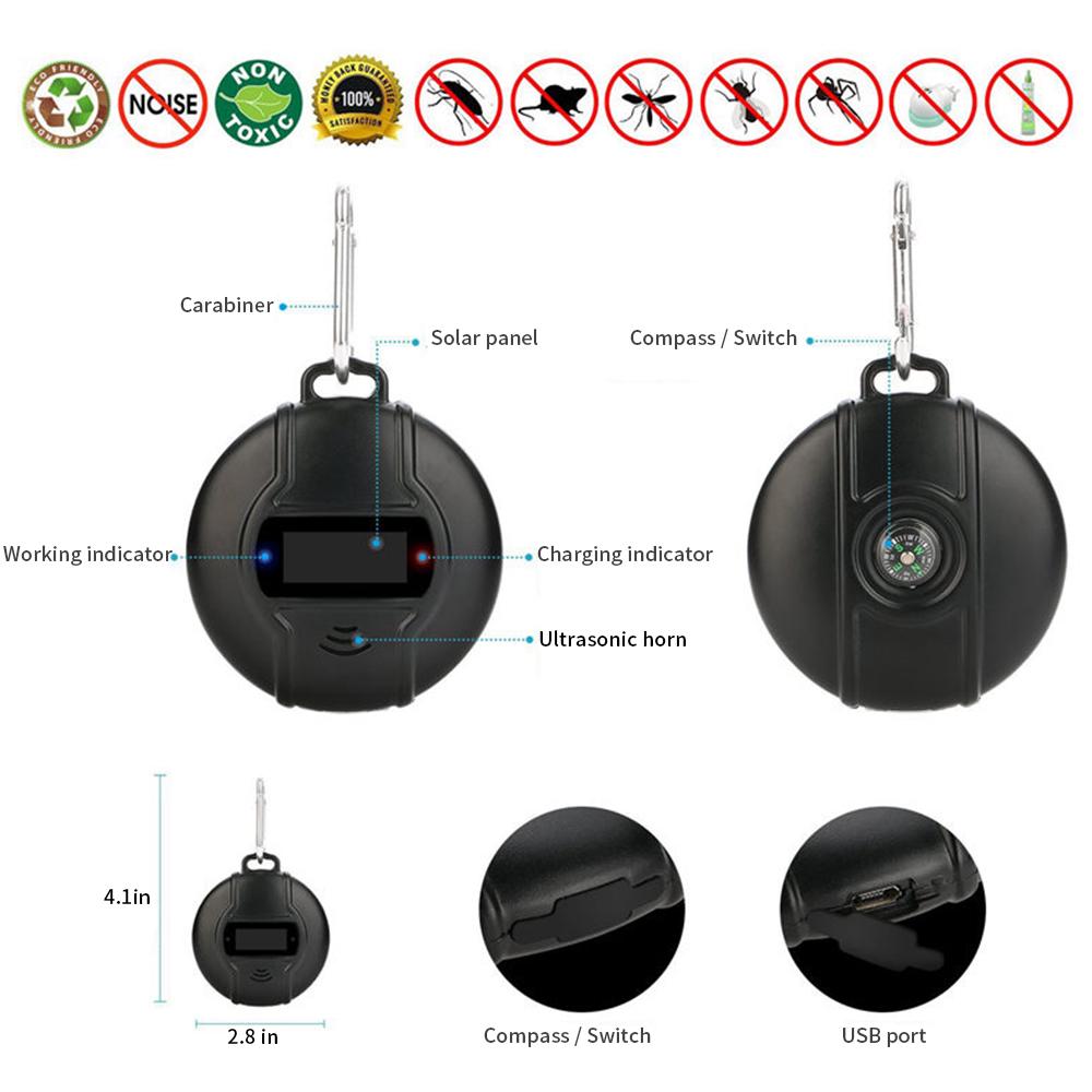 Портативный ультразвуковой отпугиватель вредителей на солнечной энергии и USB-отпугиватель комаров для улицы от тараканов,