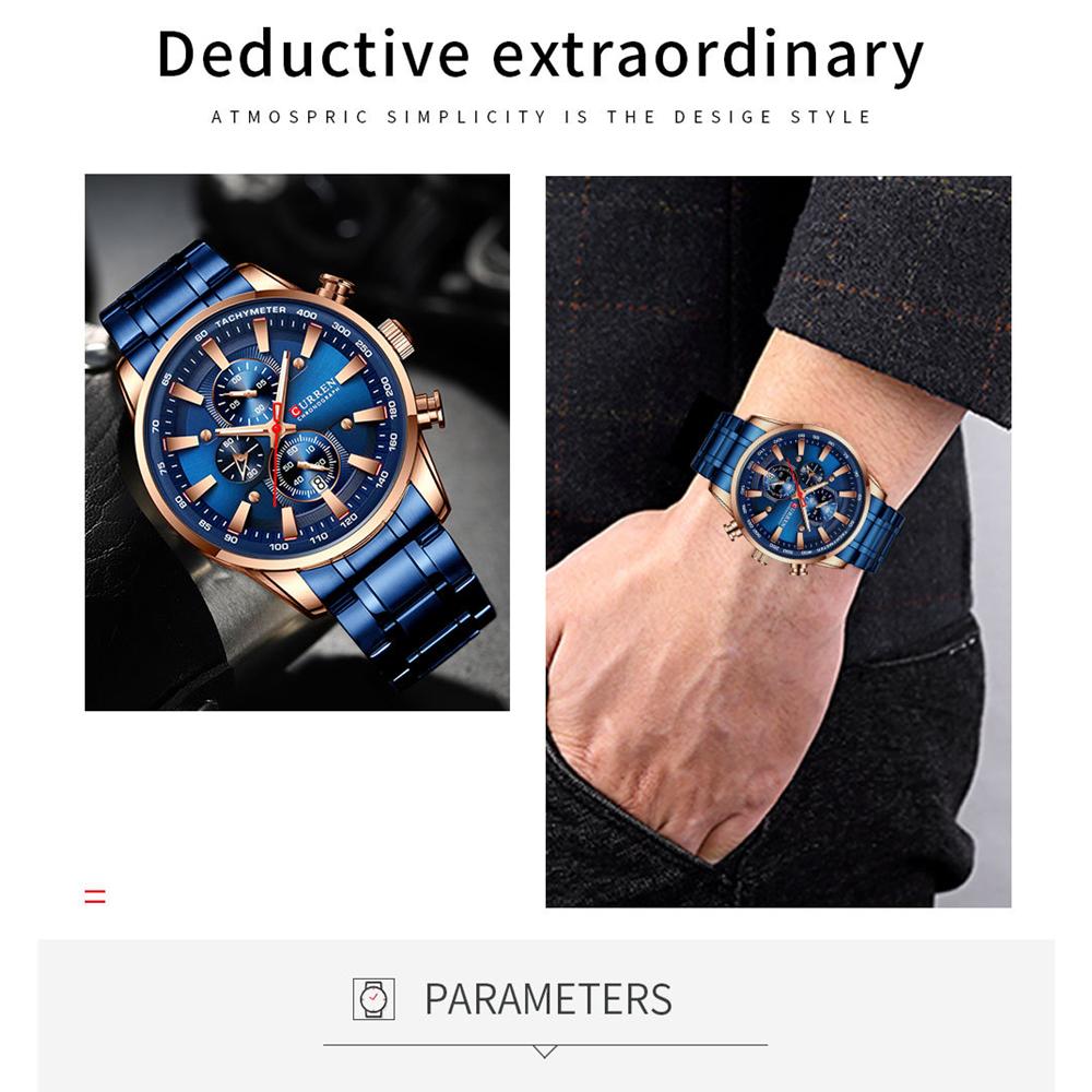 CURREN Man Watches Luxury Sporty Chronograph Wristwatches for Men Quartz Stainless Steel Band Clock Luminous Hands