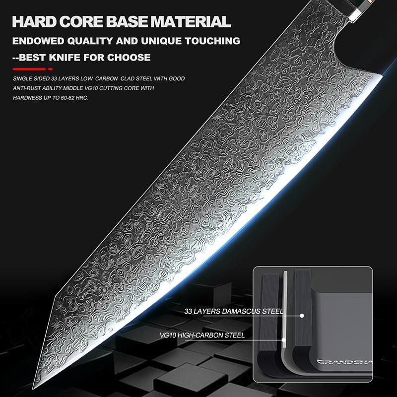 Нож шеф-повара 8,2 дюйма, 67 слоев, кухонные ножи из дамасской стали, кухонные инструменты, профессиональные ножи для нарезки, vg10, японские кухонные ножи GRANDSHARP
