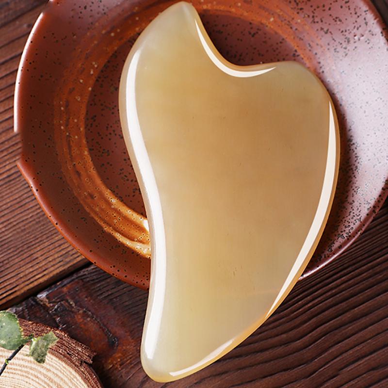 Набор из 2-х предметов: доска для соскабливания из бычьего рога, косметическая доска для лица, массажная палочка для глаз и сухожилий, косметическая палочка