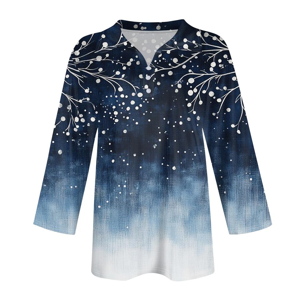 Женская модная повседневная рубашка с отворотом и рукавом 3/4, женские топы на пуговицах