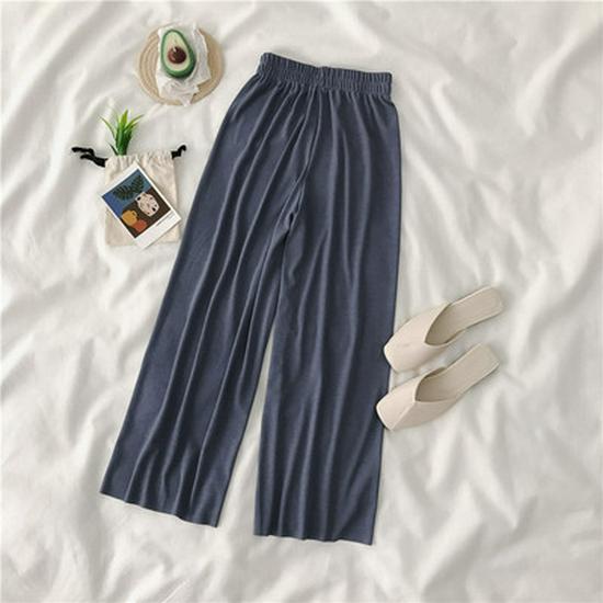 Женские брюки с высокой посадкой и широкими штанинами из ледяного шелка, летний стиль, свободный крой и повседневный драпированный трикотаж