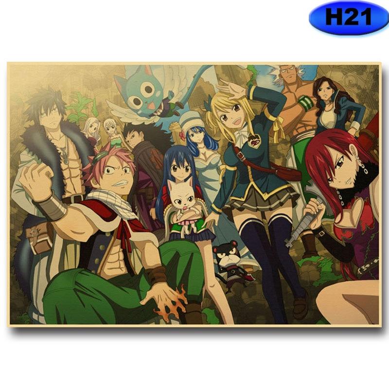 Anime Fairy Tail Posters Wall Stickers Kraft Paper Retro High Definition Poster Home Decor Living Room Bedroom Bar Decoration