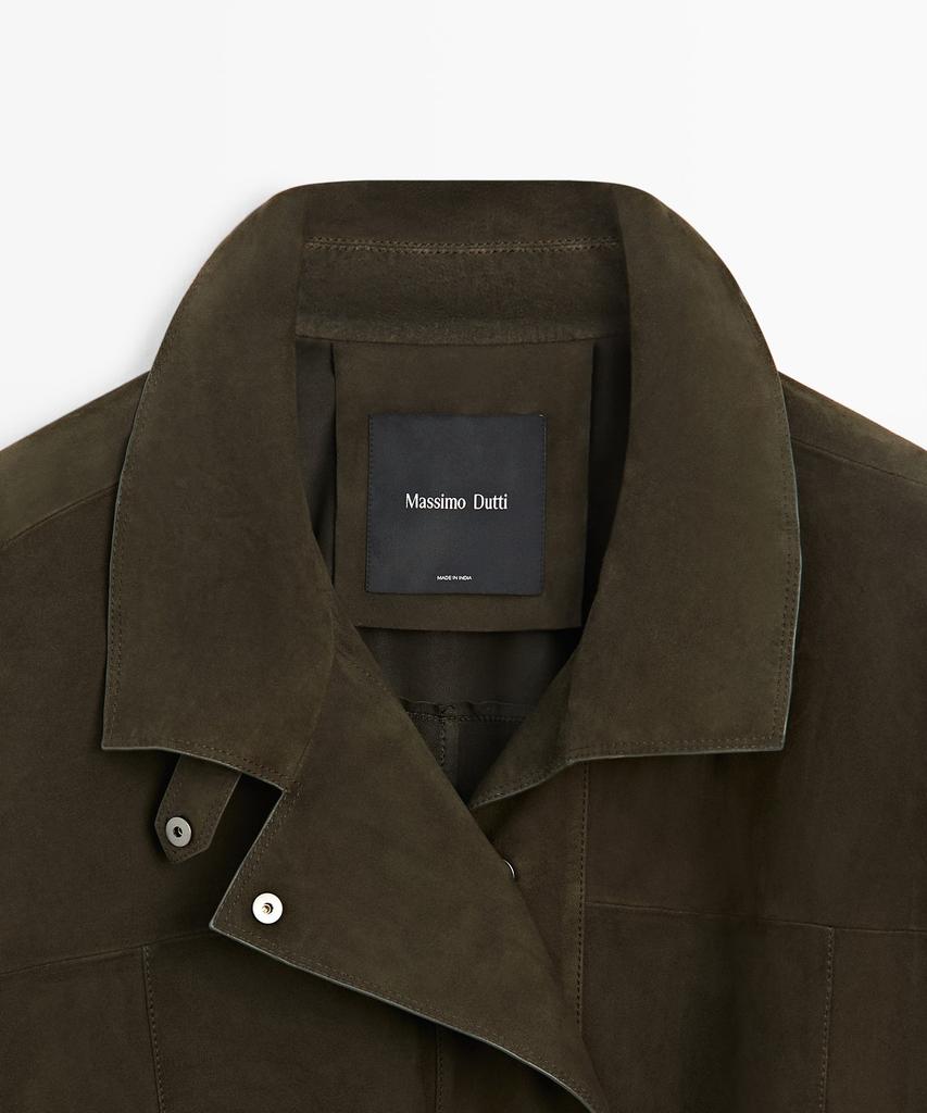 Massimo Dutti Suede Turtleneck Leather Jacket
