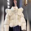 Korean Style Winter Outfits Are Super Nice for Little People. New Style White Fur Collar Short Down Jacket.