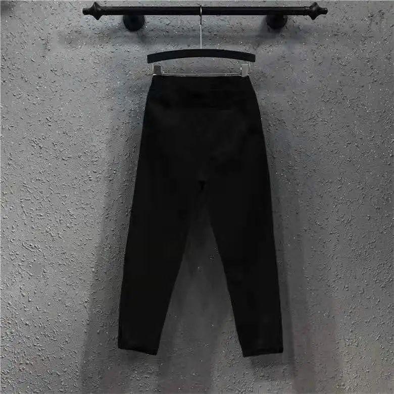 Женские модели Four Seasons с эластичной талией, однотонные, свободные, тонкие, джинсовые брюки Harun Nine-minute