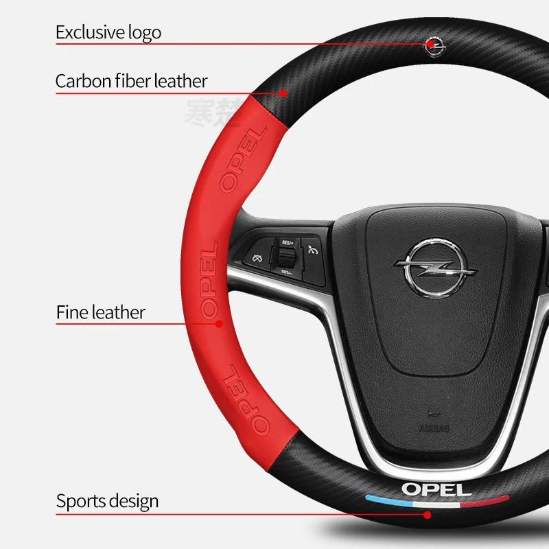 AAHV1 For Opel OPCline ASTRA CORSA INSIGNIA MOKKA VECTRA GTC Tigra Carbon fiber Leather Car Steering Wheel Cover Anti-Slip Accessories