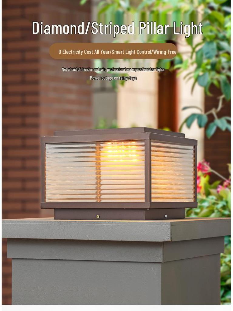 Солнечный уличный столбовой светильник для двора, сада, ограды виллы, входа ворот и дверного столба