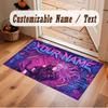 City Cyberpunk Theme Crystal Velvet Floor Rug Personalized Custom Name Text Warm Carpet Home Decoration
