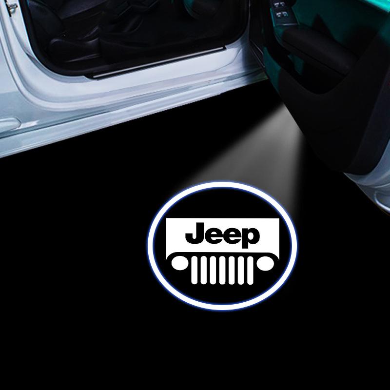 LED Car Door Welcome Lights Laser Projector Wireless Car HD Courtesy Lamp Caps For Jeep Grand Cherokee Commander Renegad MWGHF1