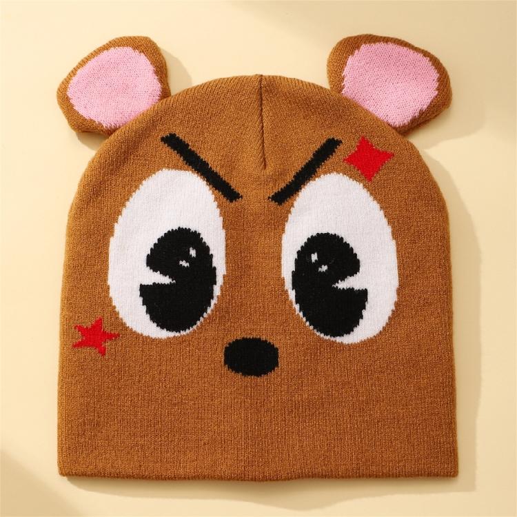 Women Knit Beanie Warm Ear Protector Hat Teens Jacquard Hat with Small Ear