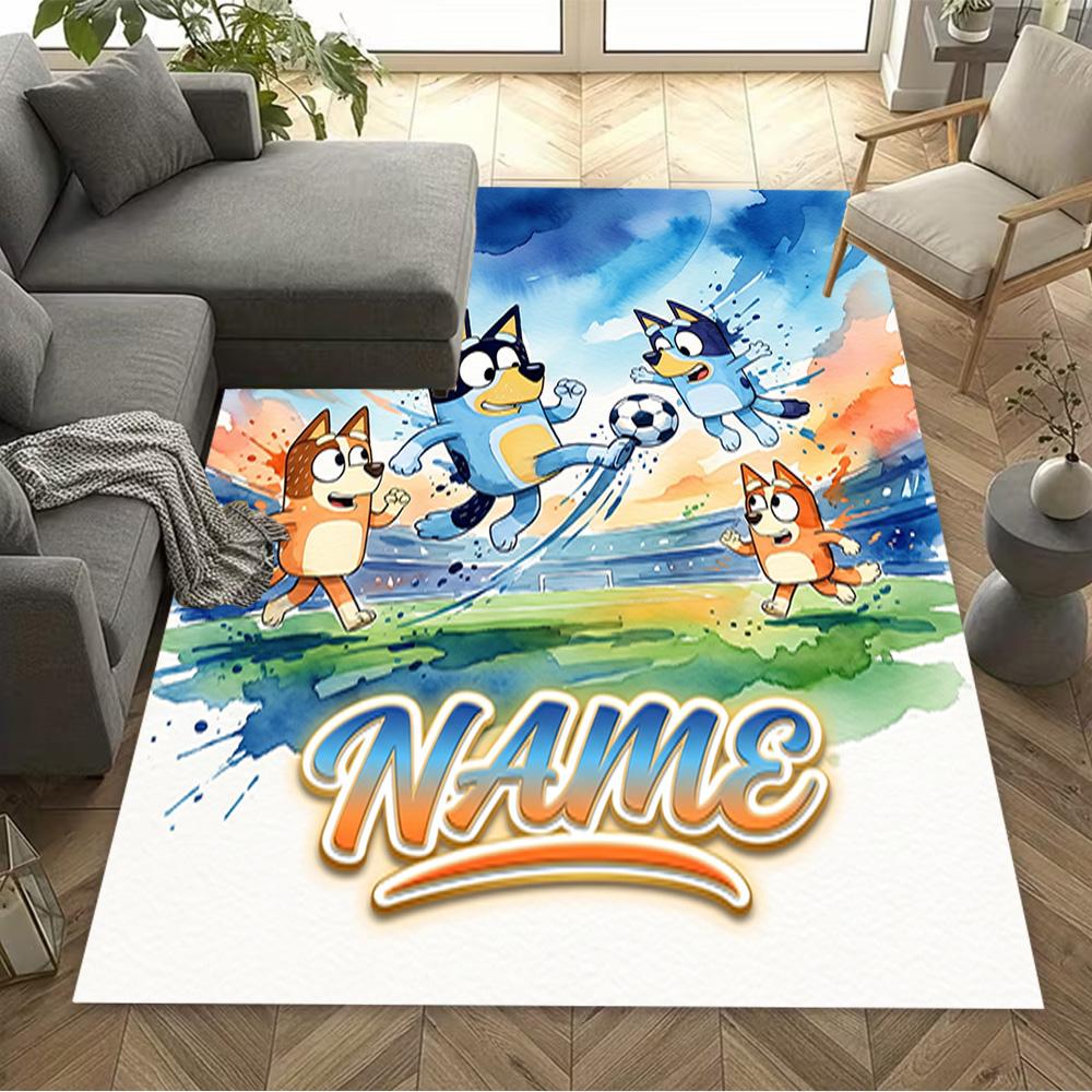 Soccer Fun Bluey Personalized Name Floor Mat Design for Bedrooms Decorate room Outdoor Entryway Antislip Carpet Decorate Offices