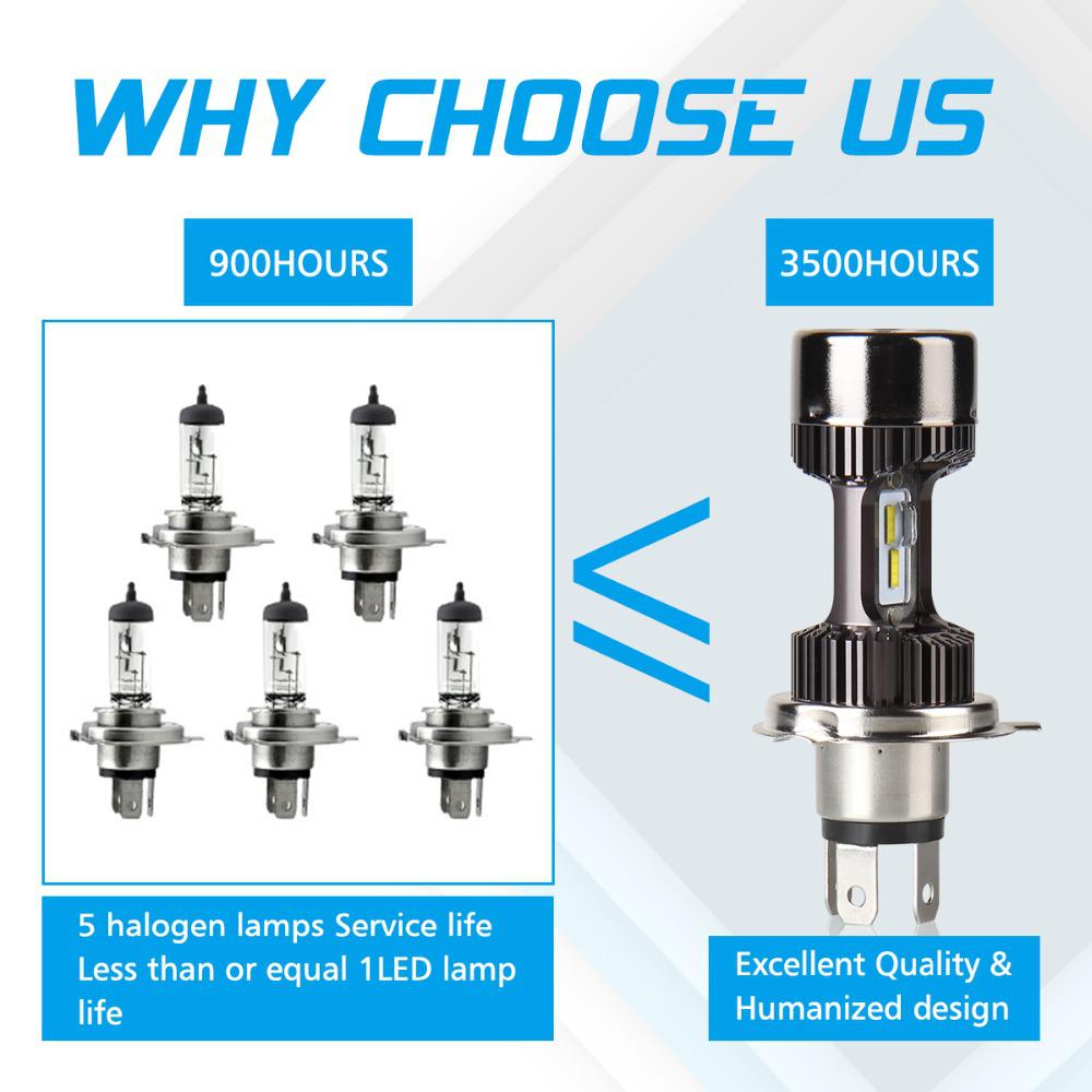 Светодиодная фара для электромотоцикла M8 H4 HS1: Сверхяркий, встроенный 3-контактный, светодиодный свет с широким напряжением 9-48 В