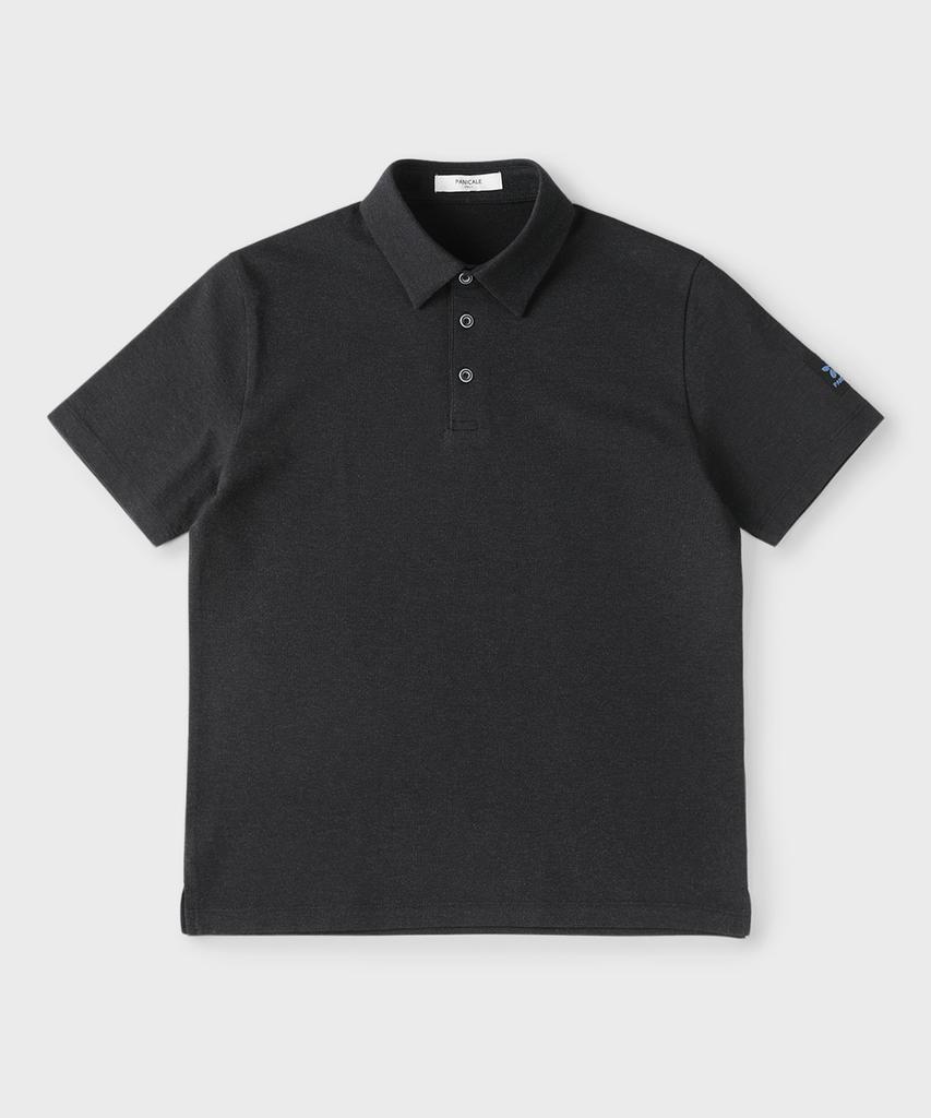PANICALE Charcoal Cotton Pique Polo Shirt