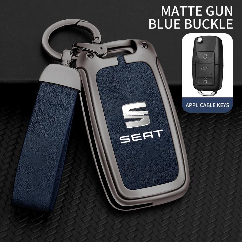 rldf3 Alloy Leather Car Remote Key Protection Cover Shell For Seat FR Ateca IBIZA Leon Alhambra Arosa Exeo Cordobe Mii Tarraco Toledo