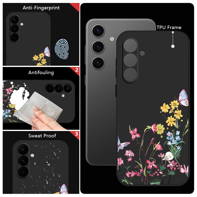 Мягкий ТПУ чехол для Samsung Galaxy S24 S23 S25 FE S25 S22 Ultra A17 A56 A16 A55 A25 A15 A36 A35 A54 5G с рисунком мелких цветов