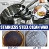 Паста для чистки нержавеющей стали 100 г с губкой. Чистящее средство для кухонных плит и посуды от стойких пятен и пригоревших остатков. Полироль для металла для кастрюль и сковородок.