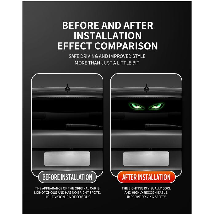 WUNHKF Solar Power Car Demon Eye Light Cool Flashing Warning Light Dynamic Safety Vehicle Signal Lights Universal Neon Lights 4