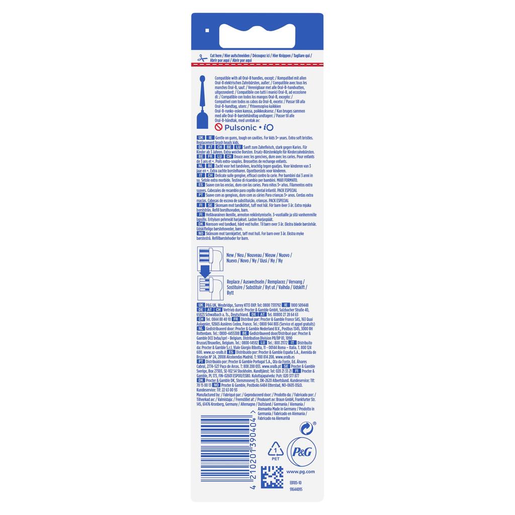 Braun Oral-B Soft Toothbrush Replacement Brush Set for Kids, Frozen Design, 10-Pack (EB10S-10) [Parallel Import]