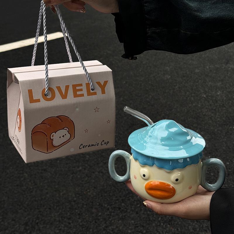 Милая кружка клоуна Смешная керамическая чашка с крышкой для подарка на день рождения лучшему другу девочкам сувенирный подарочная коробка