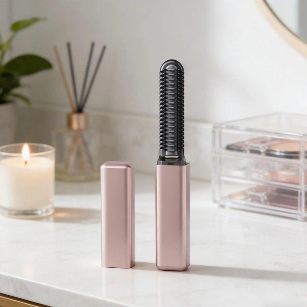 Cordless Mini Straight Hair Brush USB Charging Hair Styling Iron Blowout